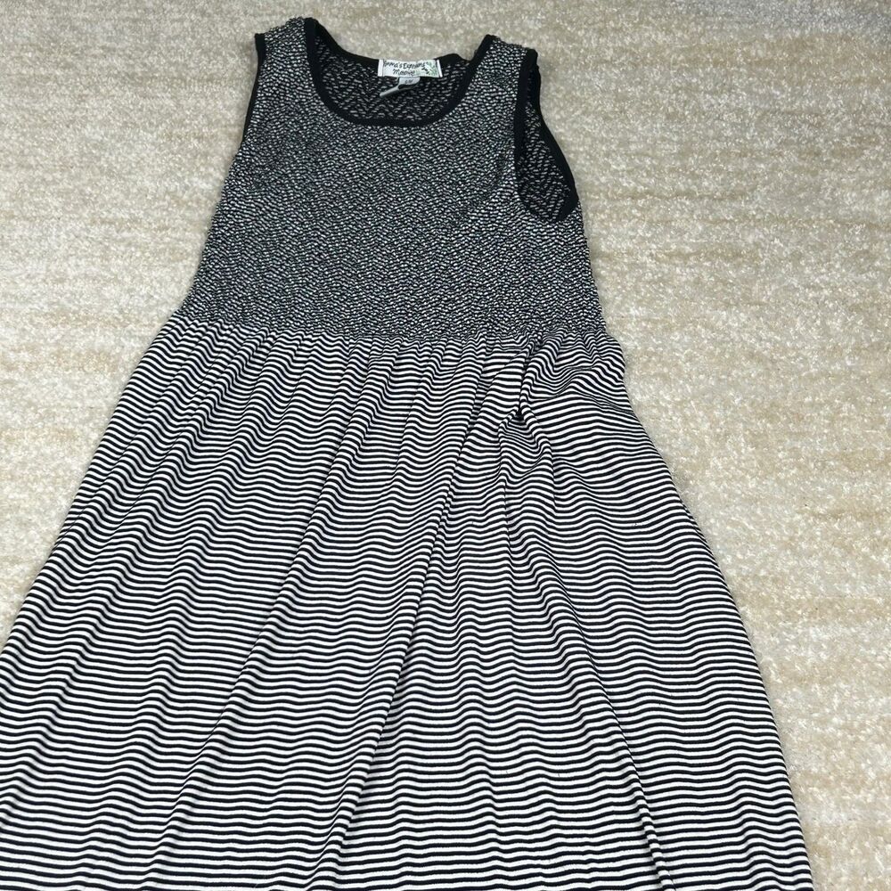 Emmas Expressions Maternity Maxi Dress Womens S/M Black White Stripe Sleeveless